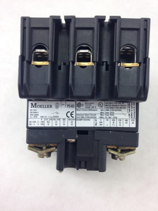 MOELLER P3-63 690 VAC 63 A DISCONNECT SWITCH BASE ONLY (A846) 2