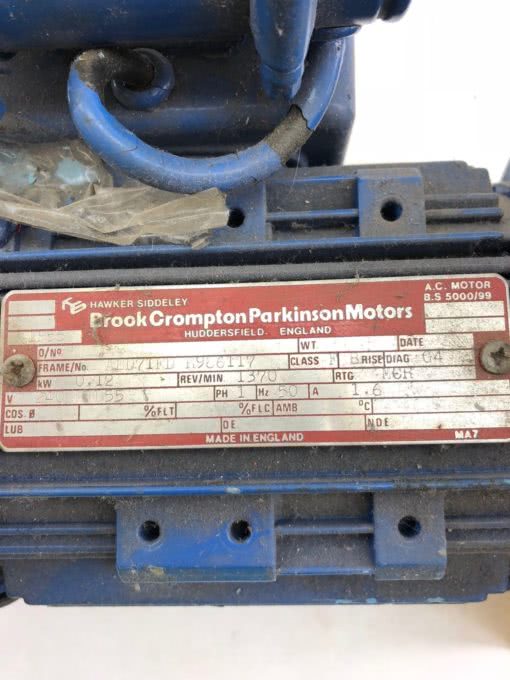 BROOK CROMPTON PARKINSON ELECTRIC AC MOTOR AED71D H986117 SINGLE PHASE (B431) 2