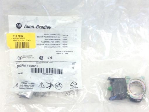 ALLEN BRADLEY 800FM-F3MX10 SERIES A FLUSH PUSH BUTTON GREEN (A758) 1