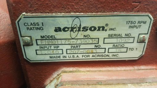 ACRISON FEEDER GEAR BOX: FHMQ1175-739035 / PN: 207-0083 *USED* (B204) 3