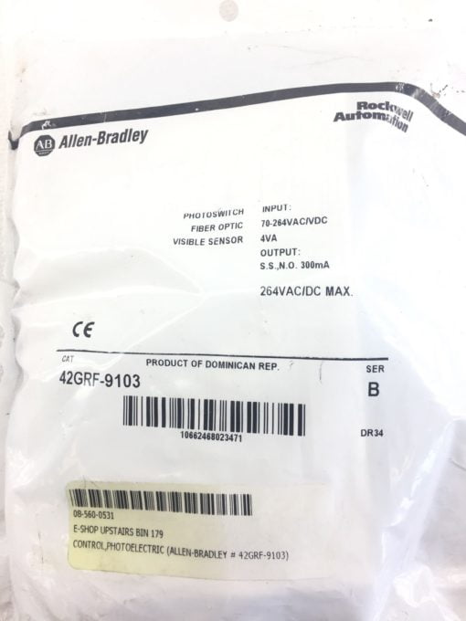 Allen Bradley AB 42GRF-9103 SER B Photoelectric Fiber Optic Sensors NEW H25 2