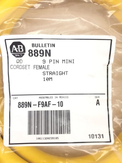 ALLEN BRADLEY 889N-F9AF-10 SERIES A CORDSET 9 POLE FEMALE STRAIGHT 10M (B60} 2