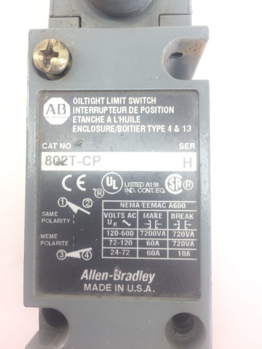 ALLEN BRADLEY 802T-CP OILTIGHT LIMIT SWITCH NEW NO BOX (SB4) 2