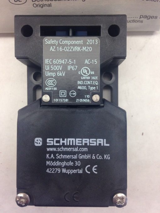 SCHMERSAL AZ16-02ZVRK-M20 SAFETY INTERLOCK SWITCH (A773) 2