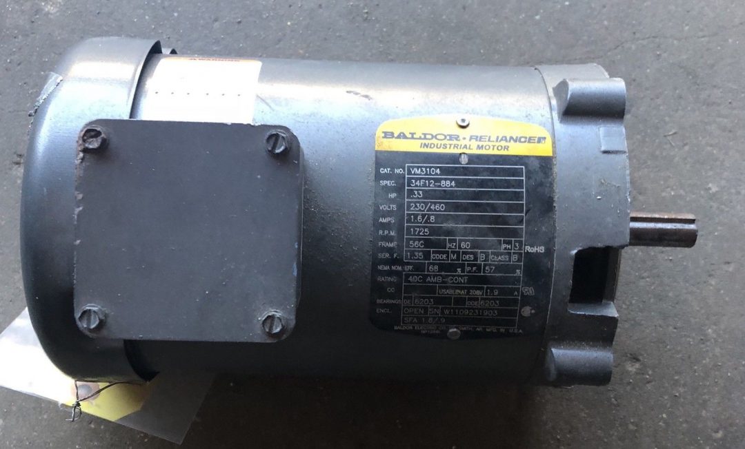 BALDOR VM3104 HP.33 VOLT 230/460 PRM 1725 RELIANCE INDUSTRIAL MOTOR