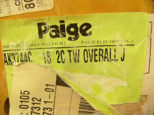 PAIGE AK3744C 18 2C TW OVERALL J 1,000FT WIRE NEW, ON SPOOL (B150) 2