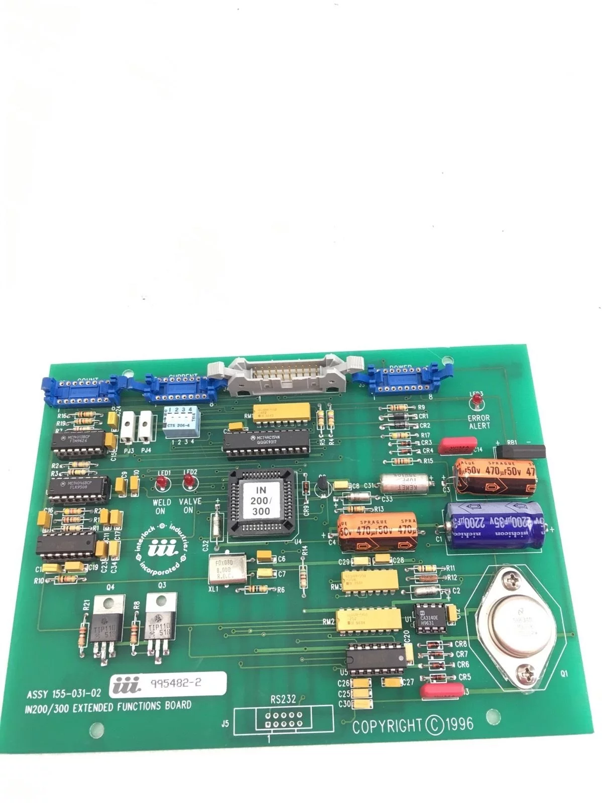 NEW INTERLOCK 995482-2 IN200/300 EXTENDED FUNCTIONS BOARD ASSY 155-031-02, B338 1