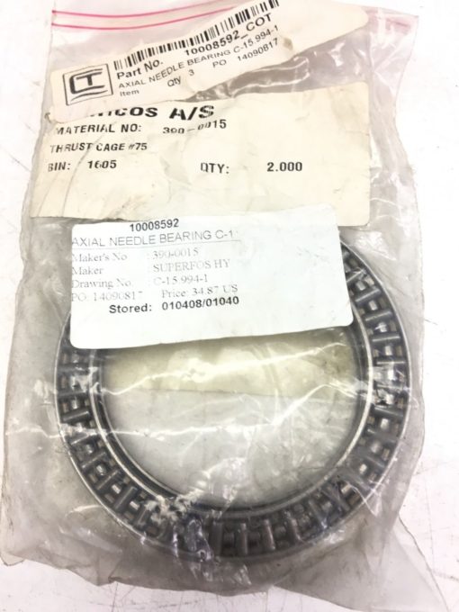 NEW LOT OF 3 Damcos Danfoss SUPERFOSS Thrust Cage Bearing 75, 390-0015, H133 1